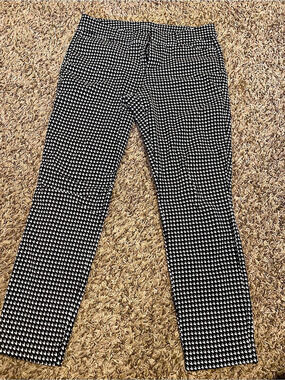 Gap Signature Skinny Ankle Pants Houndstooth Black & White Size 6